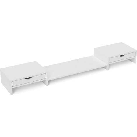 Supporto per monitor da scrivania 60-116 x 22 x 12 cm rialzo ergonomico cassetti scandinavo in truciolato bianco 210006374