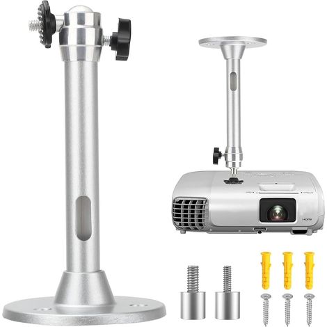 Support Plafond pour Vidéoprojecteur, Rotation Réglable 90°–360°, Support Universel Mural/Plafond pour Mini Projecteur Home Cinéma