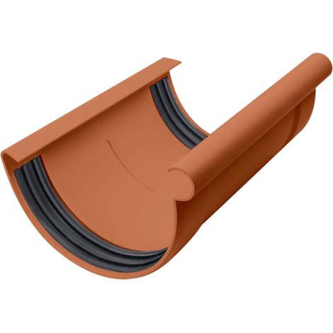 INEFA Rinnenverbinder halbrund, PVC Dachrinnenverbinder, einfache Steckmontage, Made in Germany - NW125 / 125mm Braun
