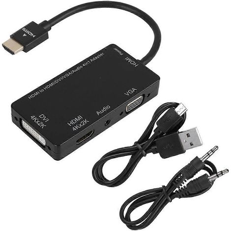 Câble adaptateur HDMI vers DVI 4K/VGA/HDMI 4K/Audio 4 en 1, compatible avec les PC et les téléphones portables (1/5)
