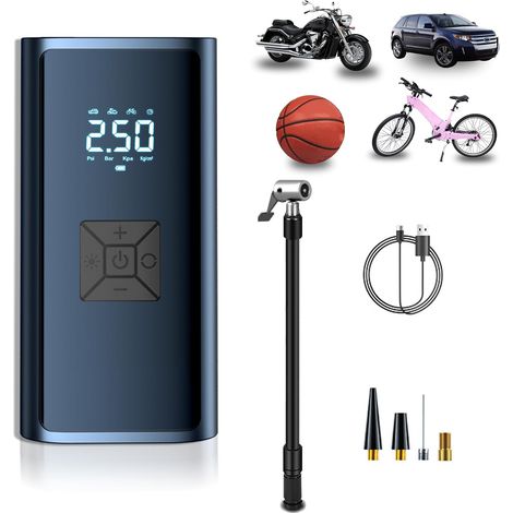 Tragbarer Reifenfüller, Luftkompressor, digitales Manometer, intelligente Luftpumpe, automatischer Autoreifenfüller, schnelles Aufpumpen – Motorräder, Fahrräder und Luftkompressor zur Überprüfung des (1/5)