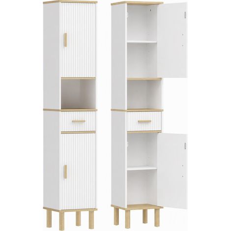 Meuble Colonne Salle de Bain Étroit 31,5 x 29,7 x 171,5 cm Blanc (1/5)