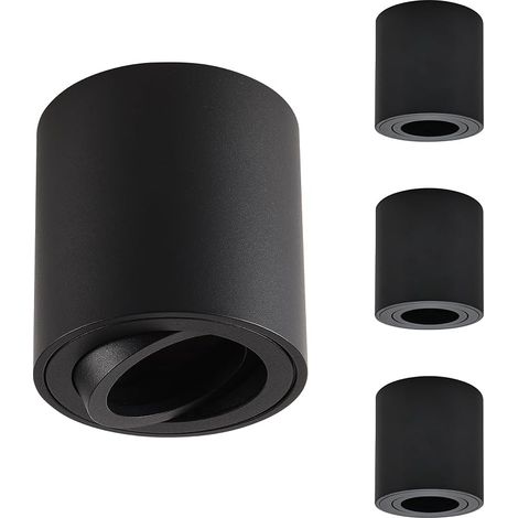 Spots de Plafond GU10 orientable Noir, Spot en Saillie 230V Cadre avec GU10 douille LED éclairage plat aluminium rond downlight luminaire Plafonnier salle de bain,salon (1/5)