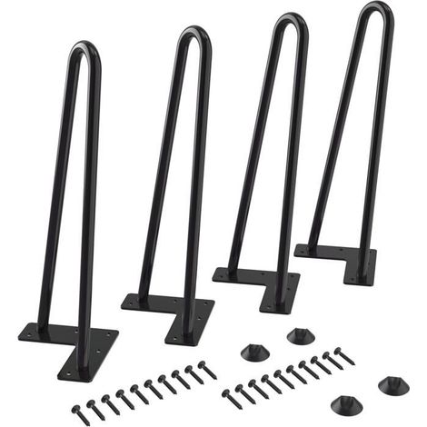 BelleRise - Lot de 4 pieds de table en épingle à cheveux de 30 cm, supportant jusqu'à 159 kg, avec embouts de protection pour meubles (1/5)