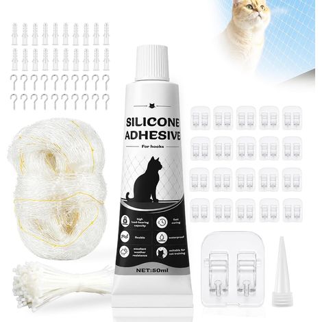 Filet Chat Balcon Sans Percage, 8x3m Protection Fenetre Chat Sans Percer (1/5)