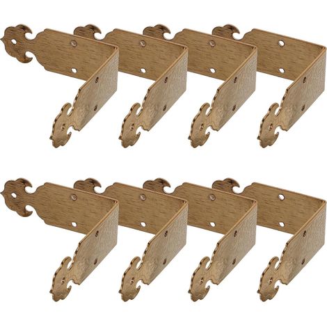 8 protège-coins décoratifs, laiton/bois, pour boîtes et caisses (1/5)