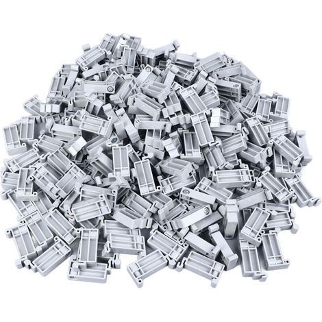 200 pièces de rail de guidage, bornier de montage, vis de fixation, butée d'extrémité fixe, boucle en plastique, blanc, (1/4)