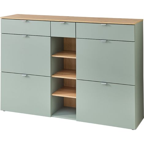 Schuhschrank mit 4 Klappen grün matt BLISS-36 (1/5)