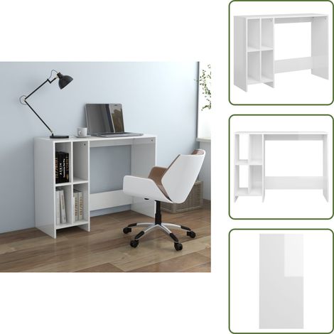 Scrivania per studio - vidaXL Scrivania Portatile Bianco Lucido 102,5x35x75 cm Multistrato - Scrivania in legno multistrato