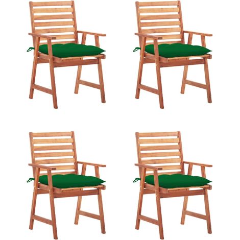 Lot de 4 Chaises à dîner d'extérieur,Fauteuils de Salle à Manger avec coussins Acacia massif -TF71578 (1/5)