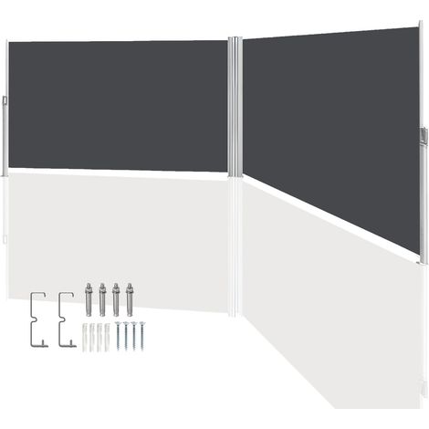 Hengda Doppio lato tenda da sole -Out Schermo Protection Protezione del vento Protezione solare Sun Rullo con allarme in alluminio cieco Grigio 160x600 cm (1/5)