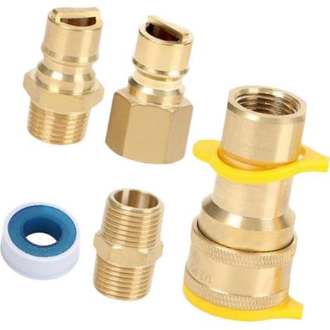 Raccord rapide pour tuyau de propane de 1/2 pouce, kit de raccordement rapide, adaptateur pour générateur et chauffage de terrasse (1/5)