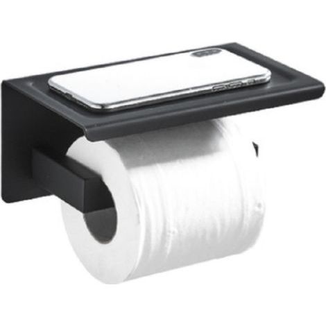 LOFT-GAME matt black toilet paper dispenser with shelf - Black
