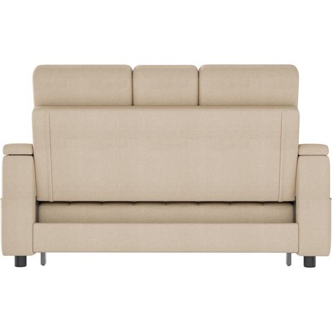 Divano letto 2 posti 159x142,5x92 cm beige, contenitore, salvaspazio - CHICFURN (1/5)