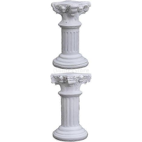 Lot de 2 piliers romains, colonnes grecques, statues sur piédestal, supports pour candélabres, sculptures, décorations de table et de fêtes - Bon état