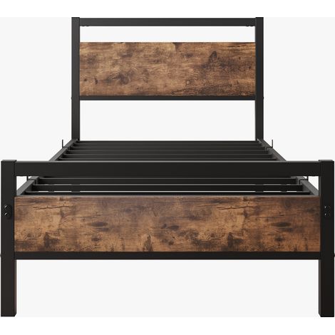 Struttura letto 140x200 cm in metallo e legno con rete a doghe e vano contenitore MODENUIT (1/5)