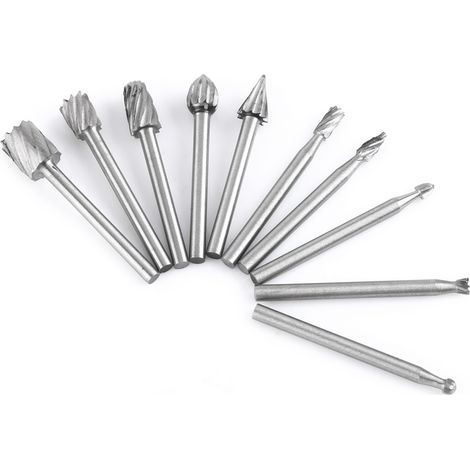 Set mit 10 Hartmetall-Fräsern, 3,2 mm (1/8") Schaft, aus Schnellarbeitsstahl, für Holzbearbeitung und Schnitzerei (1/5)