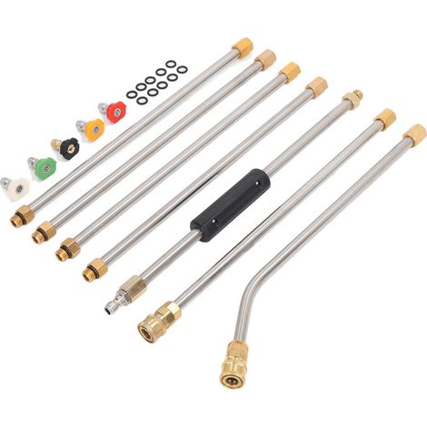 Ensemble de rallonge pour nettoyeur haute pression 4000 PSI avec 5 embouts pour le nettoyage des gouttières de voiture (1/5)