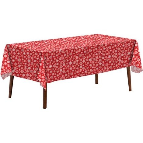 Tovaglia natalizia con motivo a fiocchi di neve, tovaglia rettangolare con fiocchi di neve, tovaglia quadrata o rotonda, 137 x 274 cm (1/5)