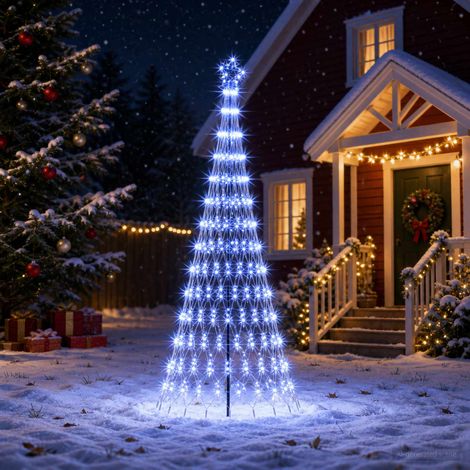vidaXL Arbre de Noël LED 250 cm 290 LED Bleu Fer Noir (1/5)