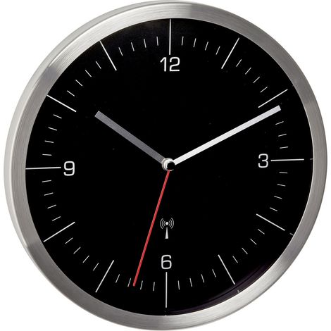 TFA Dostmann 60.3544.01 Funk Wanduhr 24.5 mm x 4.1 mm x 24.5 mm  Edelstahl Leisegang-Uhrwerk
