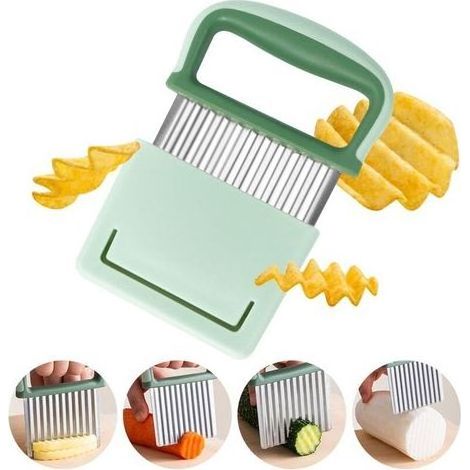 Couteau à Frites Ondulé en Acier Inoxydable – Coupe-Patate Professionnel pour Frites Maison, Trancheur à Vague Précis et Robuste