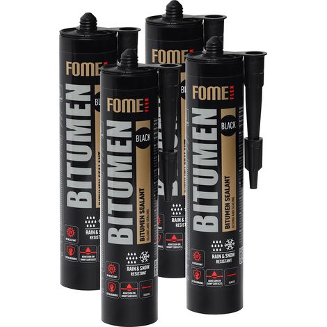 Mastic bitumineux d’étanchéité FOME FLEX Bitumen – collage toiture, scellement joints, extérieur résistant aux intempéries – 300 ml – Lot de 4 (1/5)