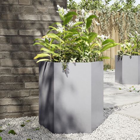 Jardinière-Pot de fleur hexagone 46x40x45 cm acier galvanisé (1/5)