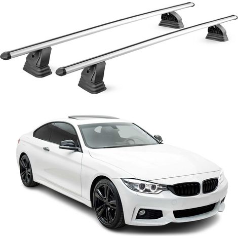 OMAC Aluminium Dachträger Querträger für Bmw 4er Coupè F32 2013-2020 – TÜV / DIN 75302:2019 – Abschließbar – T-Nut – Max. 75 kg – 2 Stangen – Silber (1/5)