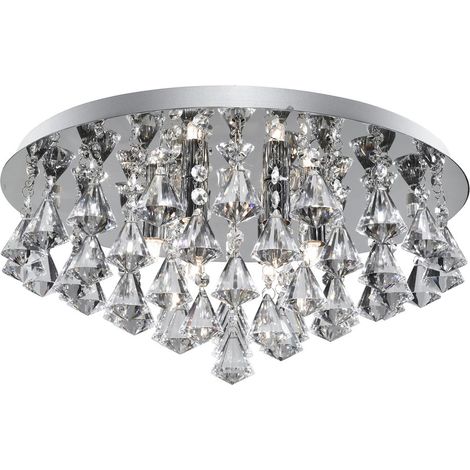 Searchlight Hanna - Semi-plafonnier à 8 ampoules au fini chrome avec cristaux de diamant, G9 (1/5)
