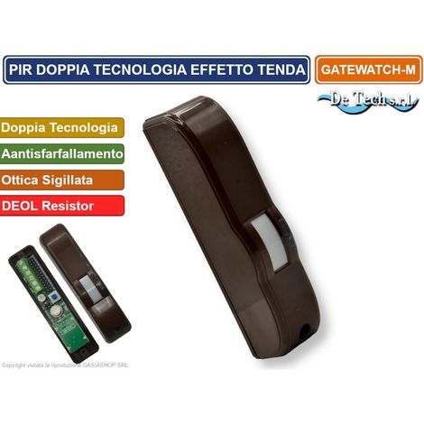 PIR SENSORE RIVELATORE DOPPIA TECNOLOGIA EFFETTO A TENDA ANTISFARFALLAMENTO MARRONE