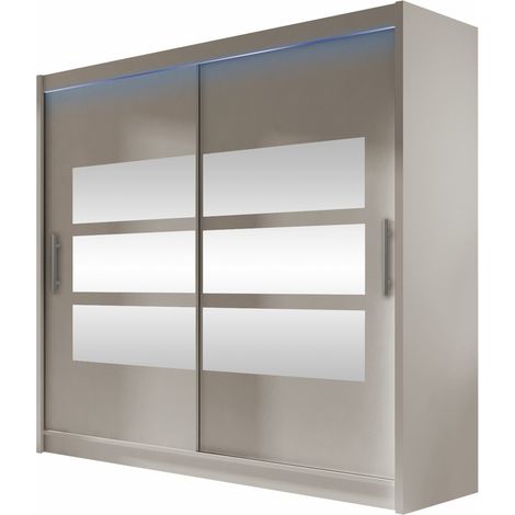 Armario Closico 101, Cachemira, 215x180x58cm, Puertas de armario: Correderas, Número de estantes: 5, LED (1/4)