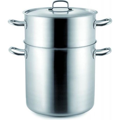 Couscoussier professionnel inox Ø 28 cm – Cuisson vapeur pour couscous et légumes – Base sandwich pour diffusion thermique rapide – Pujadas