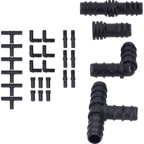 Kit d'irrigation goutte à goutte 24 pièces avec raccords en barbe pour serre et jardin