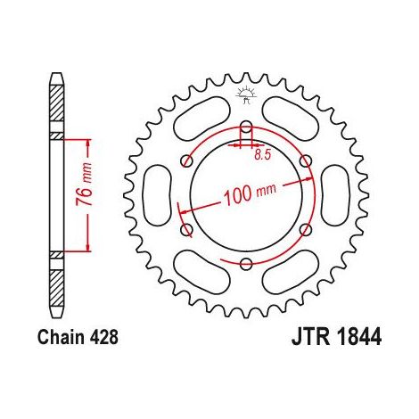 Couronne Acier Yamaha - 428 - 48 Dents - Similaire JTR1844 - Made in Germany