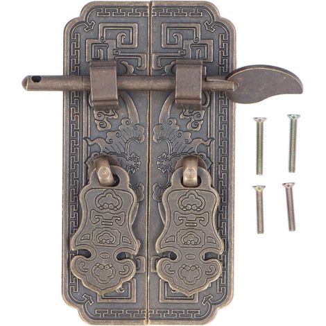 Façade D'armoire Laiton Matériau Bronze Motif de Chauve-souris de Bon Augure Poignées D'armoire Rétro Chinoises Armoire Bibliothèque Serrure de Porte avec Poignée de Loquet (1/5)