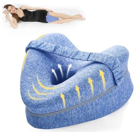 XVX – Knee Pillow for Side Sleepers – High-Density Memory Foam – Optimal Support for Hips and Knees – Comfort Blue