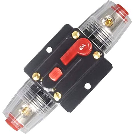 40A Disjoncteur Interrupteur 40 AMP Fusible Inline Holder 12V-51V DC Bouton de réinitialisation manuelle pour système d'amplificateur de son audio de voiture RV Home Marine Boat Truck (1/5)