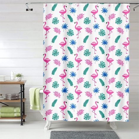 Rideau de douche flamant rose artistique pastel, tissu imperméable, 90x180 cm (1/5)