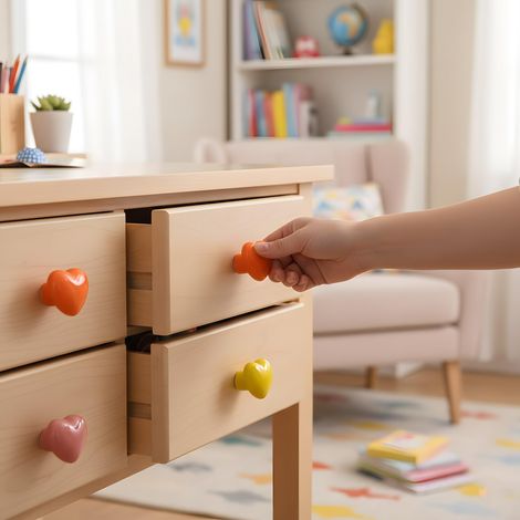 15 boutons en céramique lisse en forme de cœur pour armoires, coiffeuses, meubles pour enfants et tiroirs. - Couleur aléatoire (1/3)
