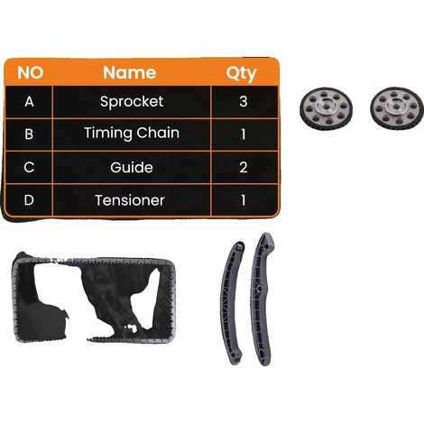 Kit de cadena de distribución, fabricado en aluminio y acero, compatible con Seat Toledo y Seat Córdoba, número de pieza del fabricante 03C109469K, número de pieza intercambiable 03C109507AH. (1/5)