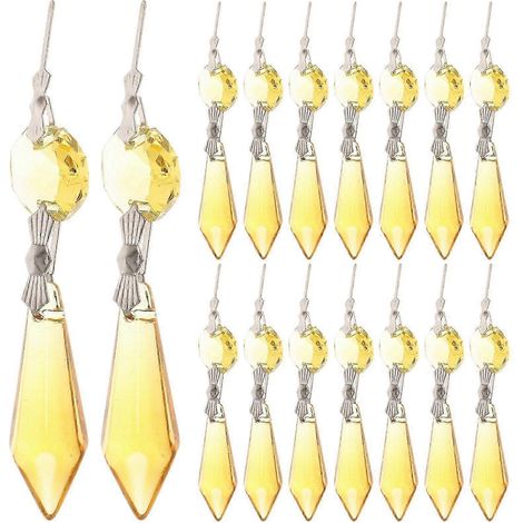 20 pendentifs en cristal à faire soi-même, perles et prismes en verre (jaune) (1/4)