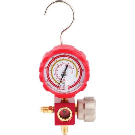 Manómetro de presión de aire acondicionado de latón con mirilla, conexión G1/4, compatible con R22/R410A/R134A/R407C, presión de -30 a 800 psi.