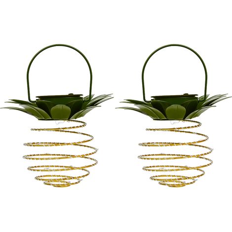 Set aus 2 ananasförmigen 24-LED-Solar-Gartenleuchten, solarbetriebene LED-Hängelaternen zur Beleuchtung von Gehwegen, Rasenflächen, Terrassen und Gärten im Freien, wasserdicht. (1/5)