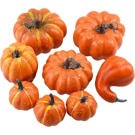 8 Stück Halloween-Simulationskürbis-Dekoration Schreibtisch Unterlagen Kinder (Orange, One Size) (1/5)