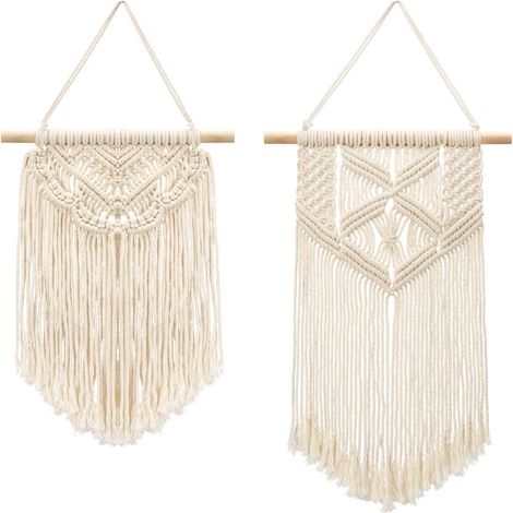 Décoration Murale Macramé En Coton Et Bois Pour Salon Chambre Bureau Design Bohème - 30cm Ou 40cm (1/5)