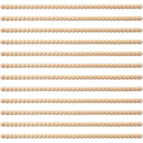 Lot de 12 moulures décoratives en bois perlé, demi-perles en bois, 40 cm (15,75 pouces), perles décoratives 3D non finies. (1/5)