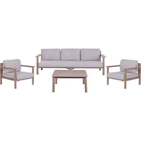 Sofa Set 4 Aluminio Olefina 225X80X70 Simil Madera (1/5)