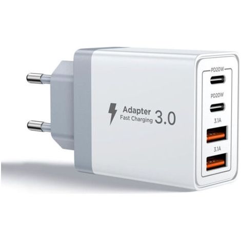 Aioneus Chargeur USB C, 40W 4 Port Prise USBC Chargeur Rapide iPhone, Multi Secteur PD+QC 3.1A Type C Adaptateur