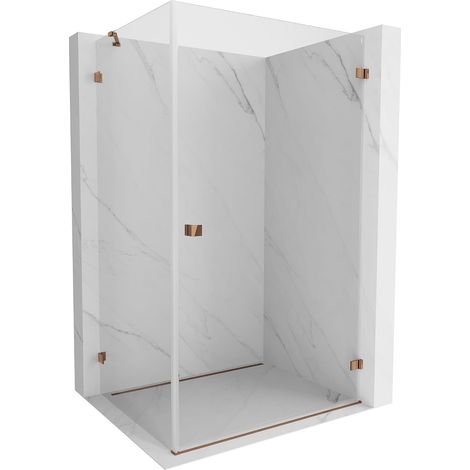 Mexen Lunar-B cabina doccia a battente destra 95 x 90 cm, trasparente, oro rosa - 832-095-090-60-00-P (1/5)